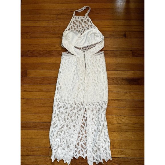 NWOT Bardot Lace Halter Sheath Midi Dress White  Size 6 Small - Picture 9 of 9